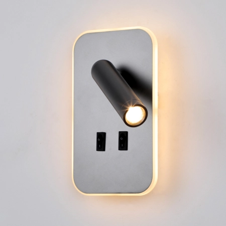 Kinkiet LED aluminiowy szary z włącznikiem WL-83957-1-GR z serii Doria - Lampy Italux