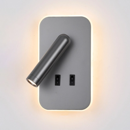 Kinkiet LED aluminiowy szary z włącznikiem WL-83957-1-GR z serii Doria - Lampy Italux