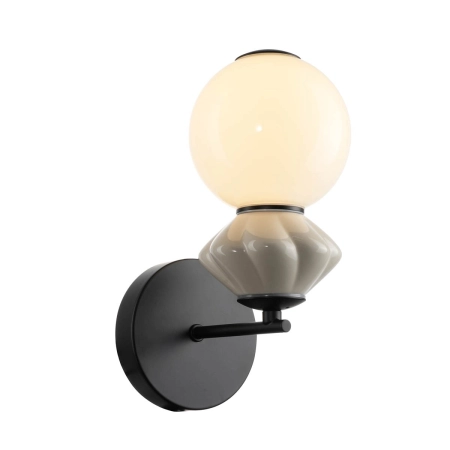 Kinkiet metalowy czarny z ceramicznym detalem WL-94921-1A-BK z serii Balos - Lampy Italux