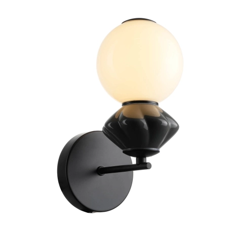Kinkiet czarny metalowy z ceramicznym detalem WL-94921-1B-BK z serii Balos - Lampy Italux