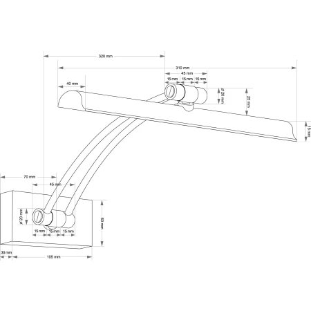 Kinkiet obrazowy galeryjka dłuższe ramie LED Elve ELV-PODS-1-()-380-DL - Kutek