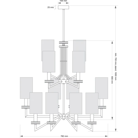 Żyrandol lampa wisząca Genova GEN-ZW-8+4(/A)  - Kutek