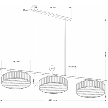 Lampa wisząca potrójna nad stół LAVONE stylowa LAV-ZWL-18()440 - Kutek