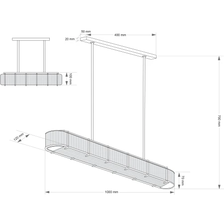 Lampa wisząca potrójna nad stół LAVONE stylowa LAV-ZWO-6()1000/120- Kutek