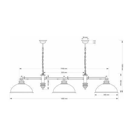 Lampa bilardowa 3xE27 LIDO biała lub zielona patyna LID-ZWL-3 - Kutek
