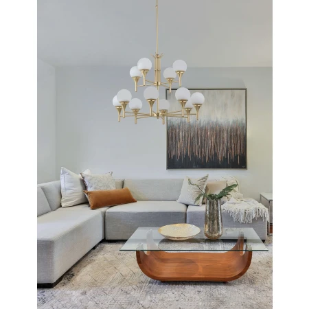 Lampa wisząca designerska MELEZE z białym mlecznym kloszem MEL-ZW-8+4 - Kutek