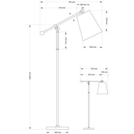 Lampa podłogowa ruchoma TADEA z abażurem TAD-LS-1(P/A) - Kutek