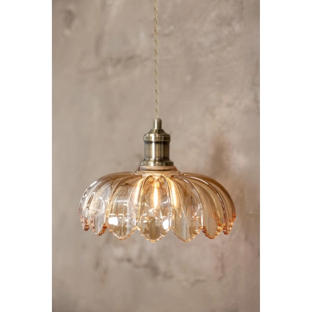 Lampa wisząca KURAGE 1L Antique Brass/Amber 108858 - Markslojd