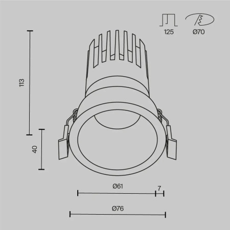 Lampa wbudowana Dip DL118-15W-2.7K-B - Maytoni