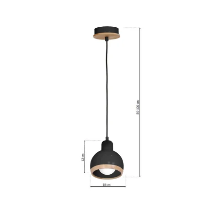 Lampa wisząca Oval Black MLP7045 - Milagro
