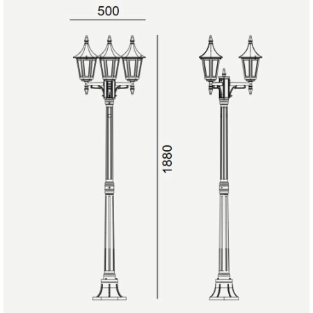 Latarnia ogrodowa potrójna RIMINI 188 cm 403 – Norlys