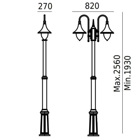 Podwójna latarnia ogrodowa FLORENCE E27 820 – Norlys