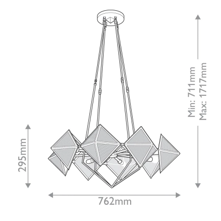 Lampa wisząca mosiężna szklana 8-punktowa QN-CAIRO8-VBS-CR z serii Cairo