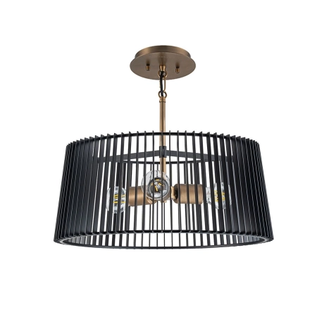 Lampa wisząca metalowa czarno-mosiężna 3-punktowa QN-LINARA-3P-BK z serii LINARA