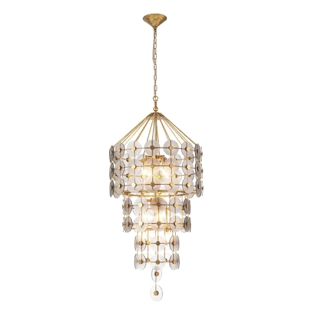 Lampa wisząca metalowa złota 9-punktowa QN-MERIDIAN-9P-DG z serii MERIDIAN