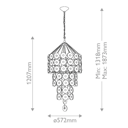 Lampa wisząca metalowa złota 9-punktowa QN-MERIDIAN-9P-DG z serii MERIDIAN