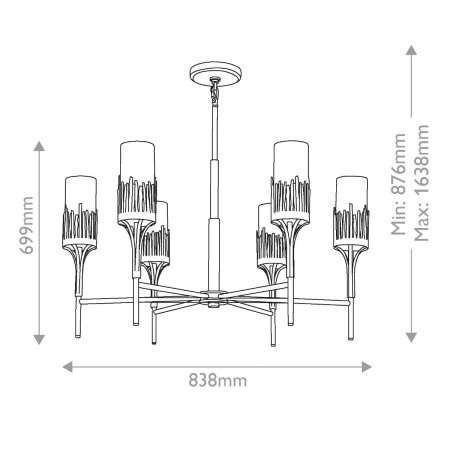 Lampa wisząca złota metalowa 6-punktowa QN-SAWGRASS-6-DG-O z serii SAWGRASS