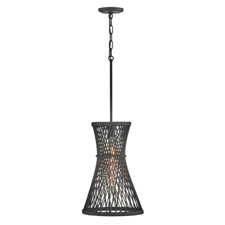 Lampa wisząca czarna metalowa z rattanem QN-TWYLA-1P-BK z serii Twyla