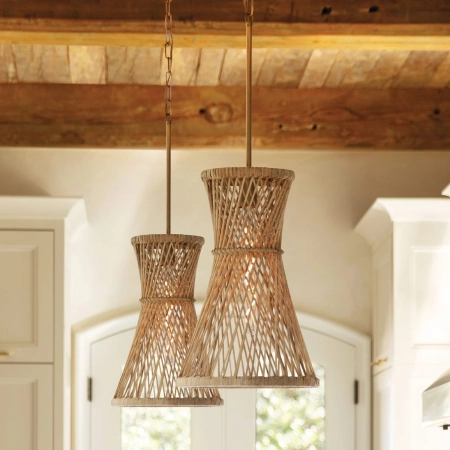 Lampa wisząca metalowa rattanowa brązowa 30cm QN-TWYLA-1P-BNG z serii Twyla