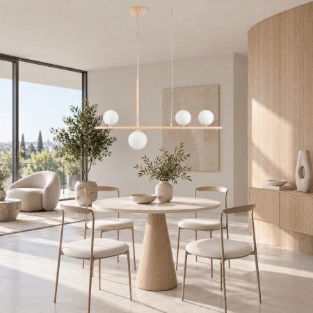 Lampa wisząca MODERNO 80 cm - kremowa z białymi kloszami DN1506 beige - Step Into Design