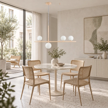 Lampa wisząca MODERNO 80 cm - kremowa z białymi kloszami DN1506 beige - Step Into Design