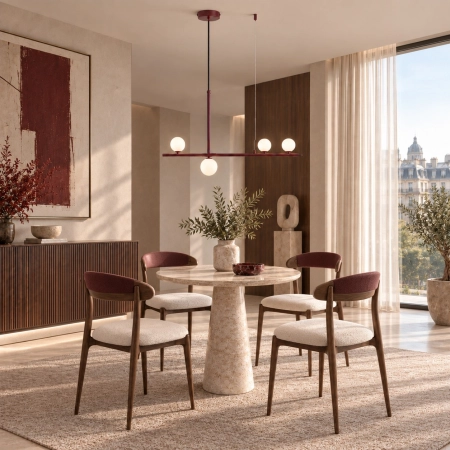 Lampa wisząca MODERNO 80 cm - burgundowa z białymi kloszami DN1506 burgund - Step Into Design
