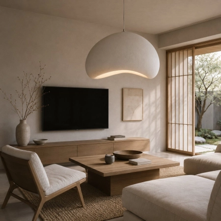 Lampa wisząca STONE LED biała 80 cm DN426-800 - Step Into Design