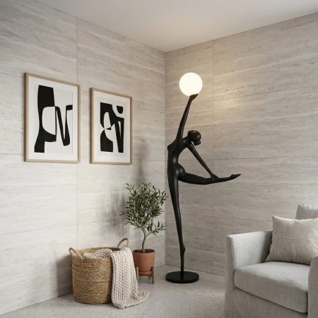 Lampa podłogowa WOMAN BALLERINA czarna 210 cm F9221 - Step Into Design