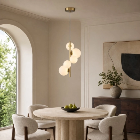 Lampa wisząca MOLECULA 38 cm biało złota pionowa NOW-10883P3 - Step Into Design
