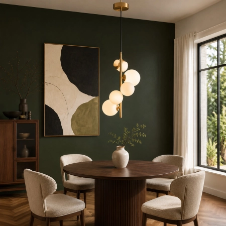 Lampa wisząca MOLECULA 38 cm biało złota pionowa NOW-10883P3 - Step Into Design