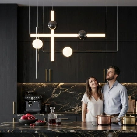 Lampa wisząca O-LINE L-4 LED mosiądz 110 cm ST-1691L-4 BLACK - Step Into Design