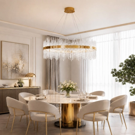 Lampa wisząca HESTIA 100 cm – żyrandol LED, złoty połysk ST-4999-100 mirror gold - Step Into Design