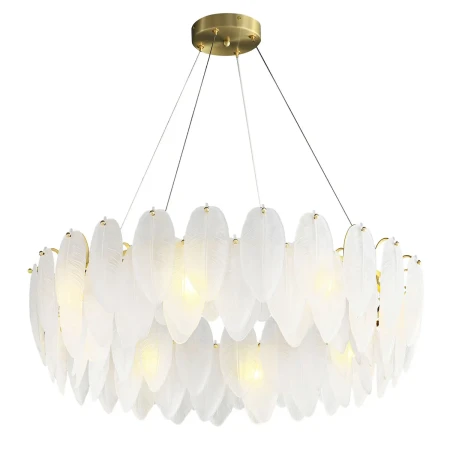 Lampa wisząca PIUMA mosiądz biała 80 cm ST-6289-8 - Step Into Desgin