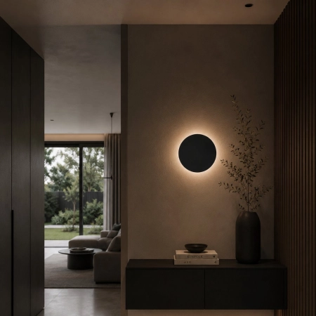 Lampa ścienna NYX 20 cm - LED okrągła, metalowa, czarna ST-8293W/20 black - Step Into Design