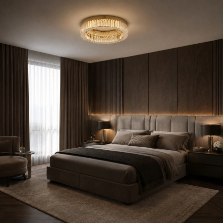Plafon APOLLO 50 cm - złoty plafon LED, kryształowy ST-8876W-50 - Step Into Design
