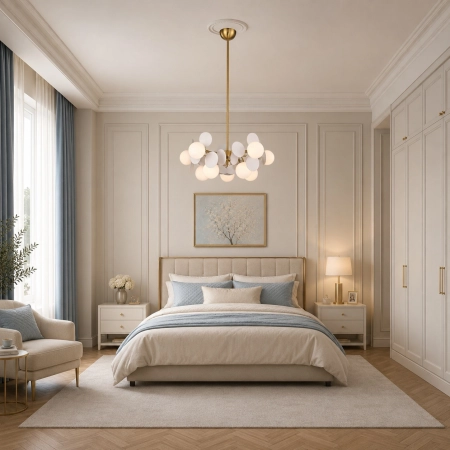 Lampa wisząca CHIC-5, biało złota 65 cm ST-DL-2969P-5 - Step Into Design