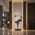 Lampa podłogowa WOMAN ARTISTIC 200 cm - czarna figura akrobatki ze złotą kulą F9320 - Step Into Design