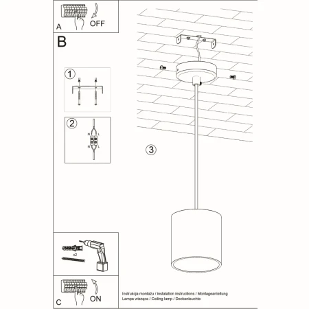 Lampa wisząca ORBIS 1 szary SL.0052 - Sollux