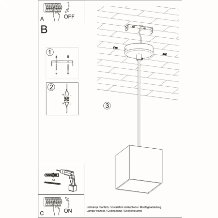 Lampa wisząca QUAD 1 biały SL.0062 - Sollux