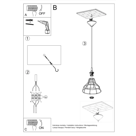 Lampa wisząca ANATA biała SL.0145 - Sollux
