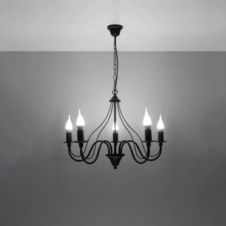 Żyrandol MINERWA 5 czarny SL.0218 - Sollux