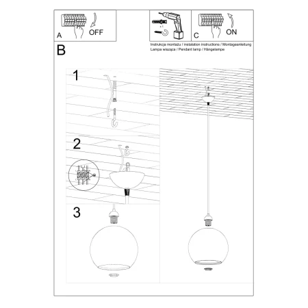 Lampa wisząca BALL czerwona SL.0253 - Sollux