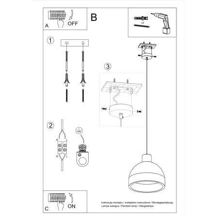 Lampa wisząca DAMASO SL.0281 - Sollux