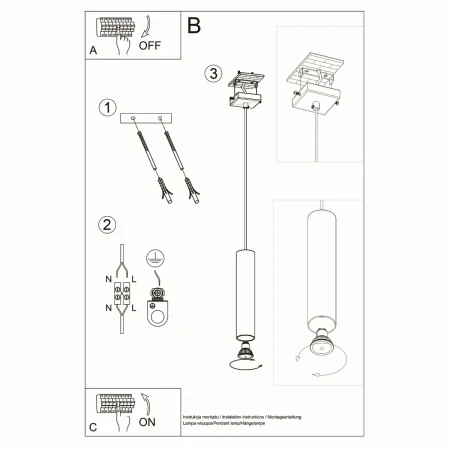 Lampa wisząca LAGOS 1 czarny SL.0327 - Sollux