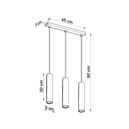 Lampa wisząca LAGOS 3L czarny SL.0329 - Sollux