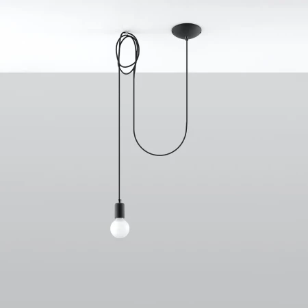 Lampa wisząca EDISON 1 LONG czarny SL.0369 - Sollux