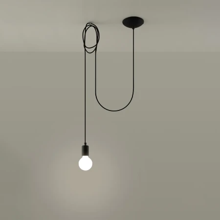 Lampa wisząca EDISON 1 LONG czarny SL.0369 - Sollux