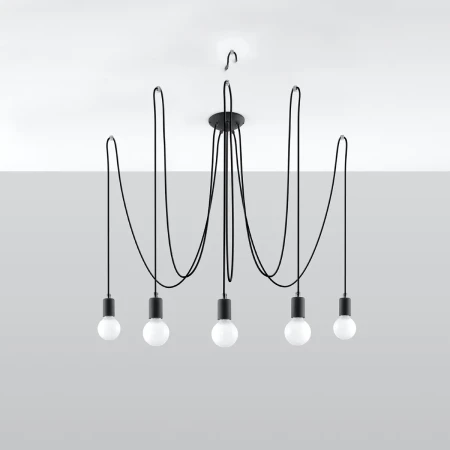 Żyrandol EDISON 5 czarny SL.0371 - Sollux