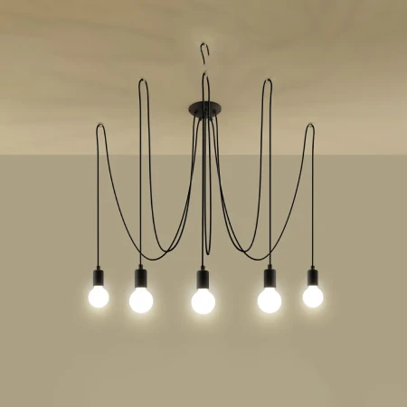 Żyrandol EDISON 5 czarny SL.0371 - Sollux