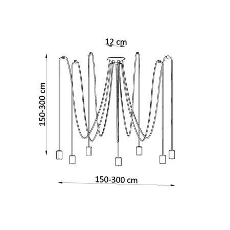 Żyrandol EDISON 7 czarny SL.0372 - Sollux